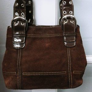 Tignanello Chocolate Brown Suede Handbag